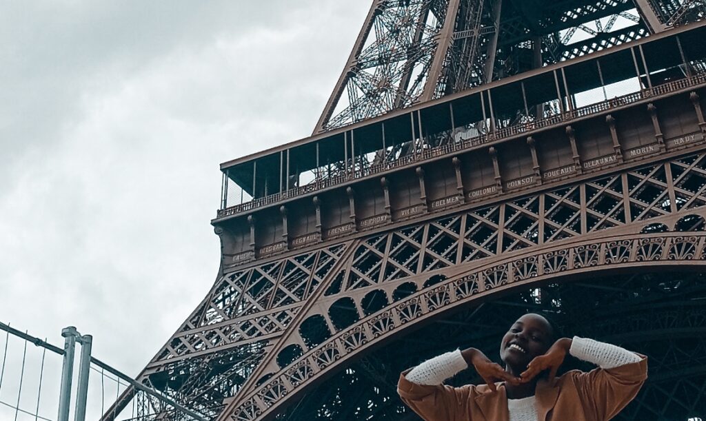 A photo of me at the Eiffel Tower.